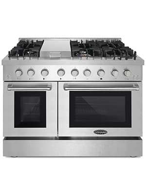Cosmo COS-DFRL486GK 48 in. Lumin Collection 6.7 cu. ft. Double Oven Dual Fuel Range with 6 Sealed Burners, Rapid Convection, Stainless Steel