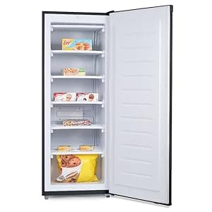 Commercial Cool Upright Freezer, Stand Up Freezer 6 Cu Ft with Reversible Door, Black