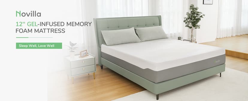 Novilla King Mattress, 12 Inch Foam Mattress in a Box, Gel Memory Foam Mattress for Pressure Relief & Motion Isolation, Bed Mattresses with Medium Soft