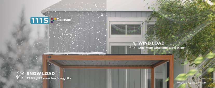 111S Takasho Louvered Pergola 10x13 Wood Grain Outdoor Aluminum Pergola with Adjustable Rainproof Roof Full Aluminum Frame Ideal for Outdoor Deck Garden Patio Durable, Cherry Oak