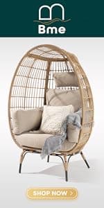 Bme Heavy Duty 400 lbs Capacity Wicker Egg Chairs for Outside & Indoor, Premium Soft Thick Olefin Fabric Cushion & UV 2000 Hours Material Teardrop Design, Durable Against Water, Weather