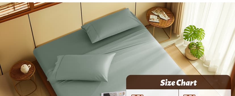 Shilucheng 100% Egyptian Cotton Queen Size Sheets Set - 1000 Thread Count,Luxury Cotton Bed Sheets,Breathable & Cooling Bedding and Pillow Cases, 16 Inch Deep Pocket - 4 Piece (Sea Glass, Queen)