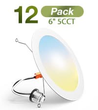 FREELICHT 24 Pack Retrofit LED Recessed Lighting 6 Inch, Selectable 2700K/3000K/4000K/5000K/6000K, Dimmable Flat LED Can Lights, 10W=110W, 1000LM, IC & Damp Rated, ETL & FCC, White