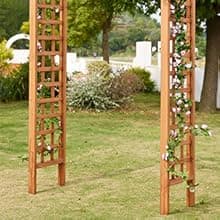 Solid Fir Wooden Garden Arch Premium Outdoor Trellis for Climbing Plants, 83.12”H×59”W×29.75’’D, Also can be Used for Wedding and Party Decoration