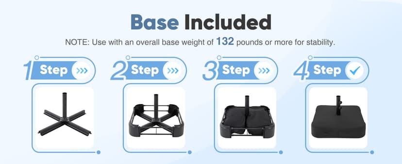 Sweetcrispy 15ft Large Patio Umbrella with Base Included, Rectangle Table Umbrella Outdoor Patio, Outside Umbrellas for Deck, Market, Backyard