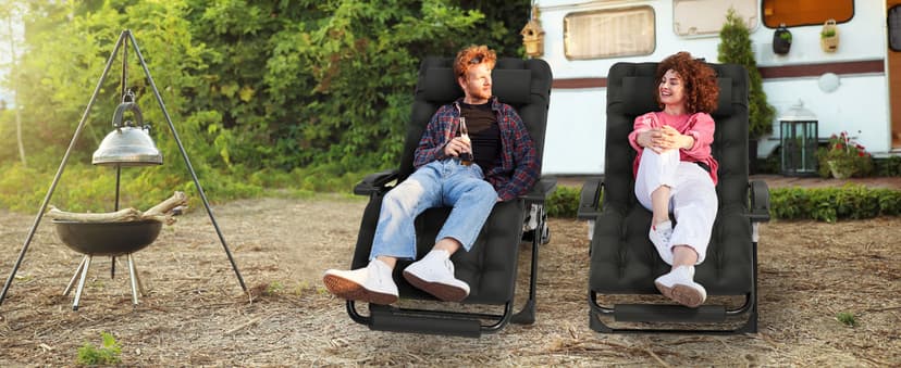 Suteck Oversized Zero Gravity Chair,33In XXL Lounge Chair w/Removable Cushion&Headrest, Reclining Camping Chair w/Upgraded Lock and Footrest, Reclining Patio Chairs Recliner for Indoor Outdoor,500LBS