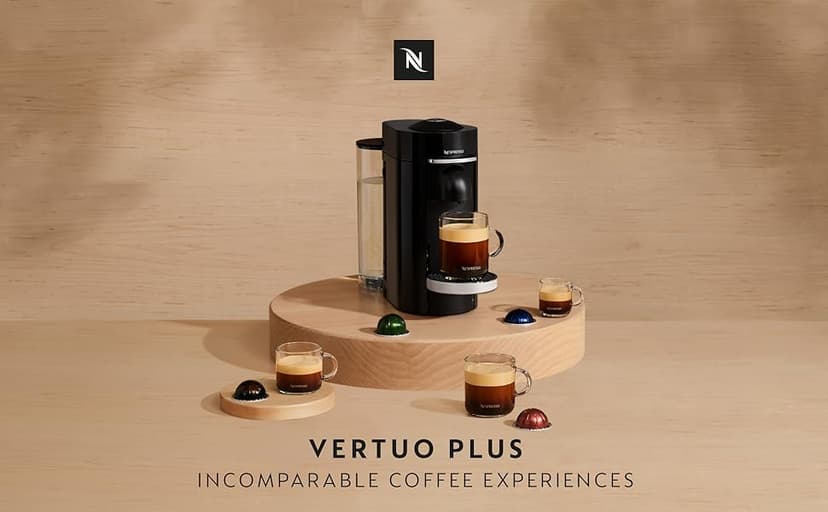 Nespresso Vertuo Plus Deluxe Coffee and Espresso Maker by De'Longhi, Titan with Aeroccino Milk Frother, 110 Volts