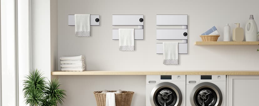Electric Towel Warmer, 18.35" W x 22.8" H Wall-Mounted Towel Heater with Built-in Timer, Waterproof Aluminum Towel Warmer for Bathroom, Support Plug-in and Hardwired, Black, K3-R-B