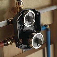 Delta Modern 14 Series Square Rain Shower System Faucet Set, Rainfall Brushed Gold Shower Head and Handle Set, Valve Trim Kit, 10 Inch, Champagne Bronze 342701-CZ