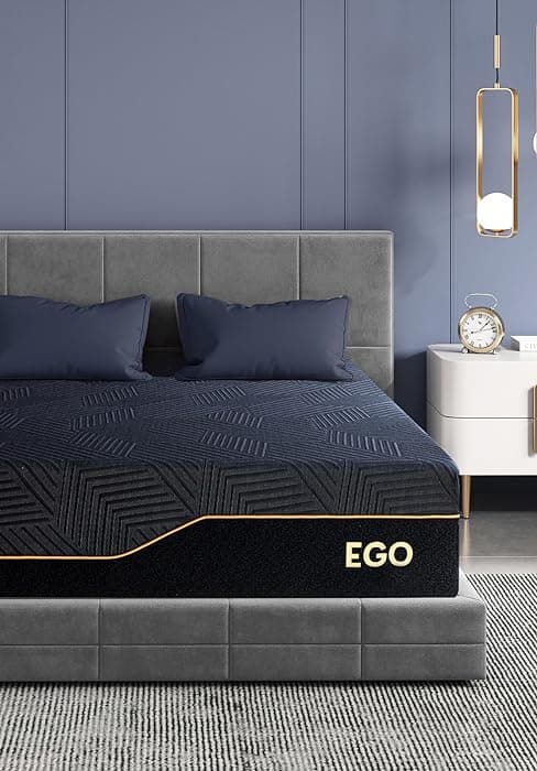 EGOHOME 14 inch Firm Queen Mattress, Memory Foam Mattress with Cooling Cover, Bed in a Box, CertiPUR-US Certified, Breathable and Supportive, Made in USA, 60x80x14 Black