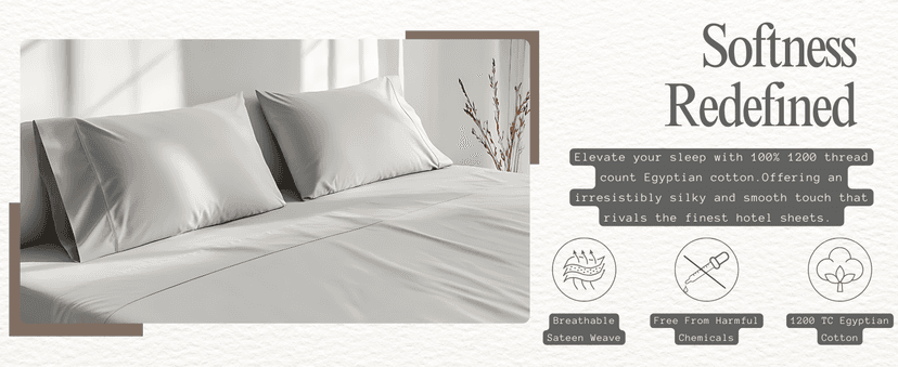 100% Certified Egyptian Cotton Sheets - 1200 Thread Count Egyptian Cotton Sheets Queen Size Bed Set Deep Pockets, 4PC Queen Sheet Set Luxury Bed Sheets Fits up to 18' Mattress (ND,Q)