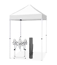 EAGLE PEAK Pop Up Canopy Tent with Wheeled Carry Bag, 8 Stakes, 4 Ropes, 4 Weight Bags, Easy Set Up Tent Canopy, 10x10 ft, 100sqft of Shade, Blue