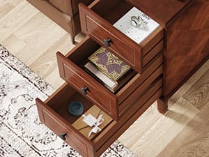 Tribesigns Solid Wood End Table, Fully Assembled Narrow Side Table with Drawers, Pre-Assembled Nightstand Slim Bedside Table for Small Spaces, Living Room, Bedroom, Brown