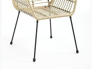 3 Pieces Outdoor Bistro Set, Bistro Set Outdoor with Glass Top Table, Patio Wicker Furniture Set 3 Piece, Rattan Conversation Set for Balcony, Lawn, Garden, Backyard, Poolside, Beige