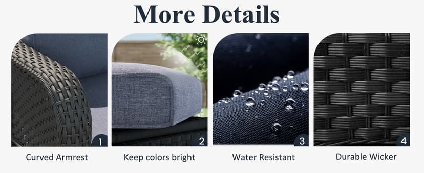 LayinSun 10 Piece Wicker Outdoor Furniture Set with 6-inch Comfy Cushions, High Back Patio Furniture Set with Swivel Rocking Chairs and Fire Pit Table