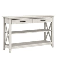 Bush Home End Table with Drawer, Nightstand with Storage, Living Room and Bedroom Furniture, Key West Collection, Washed Gray