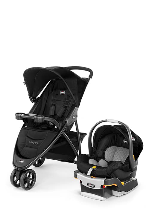 Chicco Activ3 Jogging Stroller Travel System, Includes Chicco KeyFit 30 Infant Car Seat with Base, Lightweight Aluminum Frame, Stroller and Car Seat Combo, Baby Travel Gear | Solar/Grey