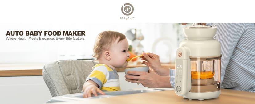 Auto Baby Food Maker, Glass Baby Food Mills, Baby Blender & Steamer and Puree Maker with Auto Cooking, Easy Cleaning, Dishwasher Safe, Cook at Home, Touch Screen Control