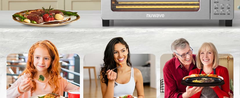 Nuwave Bravo Pro Smart 21QT Toaster Oven Air Fryer Combo, Convection Oven Countertop, 10 functions all in 1, with even & quick crisp technology, 50-450°F, 1800W, Stainless Steel