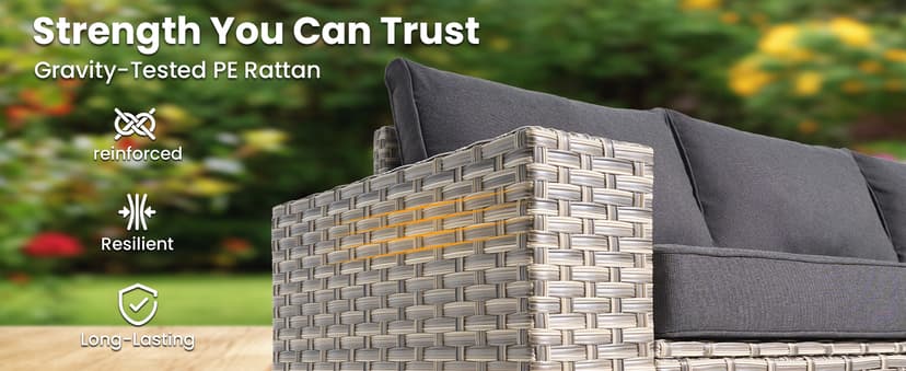 HOOOWOOO Outdoor Sectional Furniture Set,8 Pieces Wicker Patio Conversation Sets,L Shape All Weather Outside Couch Sofa Set with Swivel Chairs Ottoman,Black