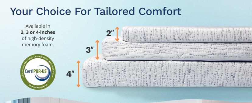 ViscoSoft 3 Inch Memory Foam Mattress Topper Queen - Select High Density Ventilated Mattress Pad - Premium Removable Rayon Cover