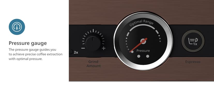 PHILIPS Barista Brew Semi Automatic Espresso Machine - Single & Double Espresso + Americano Button, 280g Dual Bean Container, Intuitive Guidance, Calibrated Tamping, Metal Cappuccino (PSA3228/41)