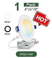 zouzai 24 Pack 6 Inch Ultra-Thin LED Recessed Ceiling Light with Junction Box 5CCT Adjustable Dimmable Can-Killer Downlight - ETL and Energy Star Certified (24 Pack,5CCT, 6 Inch)