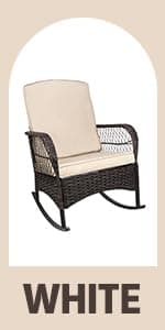 LEVELEVE 3 pcs Rocking Bistro Set Conversation Chairs PE Wicker Outdoor Rocking Chairs & Glass Table,for Porch Lawn Garden Backyard Deck(Rocking Set,Khaki)