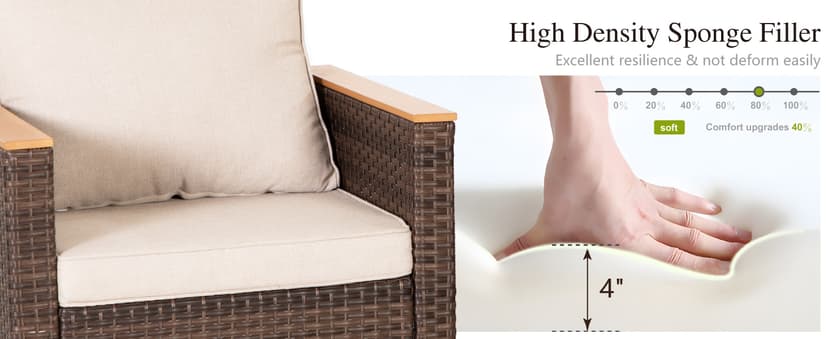 Sophia & William Patio Furniture Set with 56" Fire Pit Table, 10PCS Outdoor Wicker Sectional Conversation Set with 3-Seater Sofa, 2-Seater Couch, 2 Ottoman & FirePit Table(Beige)