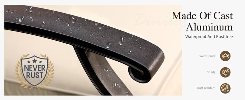 Sophia & William 7 Pieces Cast Aluminium Patio Dining Furniture Set for 6, Powder-Coating Outdoor Dining Chairs and Round Table with 2.2" Umbrella Hole for Porch Backyard Deck, Bronze