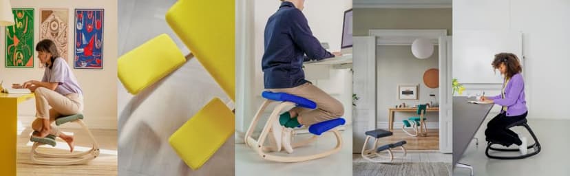 Varier Variable Balans Original Kneeling Chair Designed by Peter Opsvik (Black Revive Fabric with Black Ash Base)