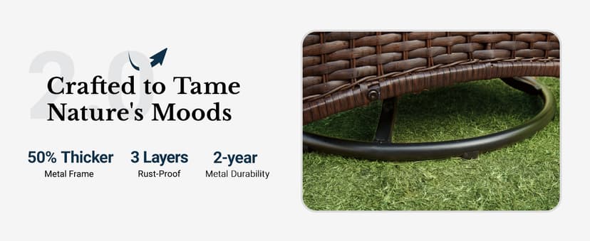 HILLGA Luxury Patio Furniture Set with 6-inch Thick Cushion, Outdoor Couch and High Back Swivel Rocker Patio Chairs, 7PCS Wicker Conversation Set for Deck Yard and Poolside, Blue (V2)