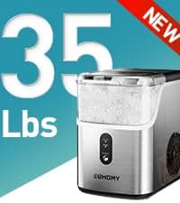 EUHOMY Nugget Ice Makers Countertop, Pebble Ice Maker Machine with 35lbs/24H Soft Ice, Self-Cleaning Sonic Ice Maker with Ice Scoop&Basket, Pellet Ice Maker for Home/Kitchen/Office(Stainless Steels)