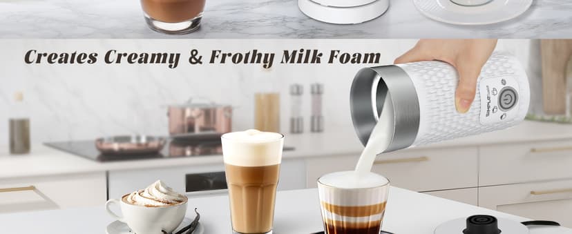 SIMPLETASTE Milk Frother, 4-in-1 Electric Milk Steamer, Automatic Warm and Cold Foam Maker and Milk Warmer for Latte, Cappuccinos, Macchiato