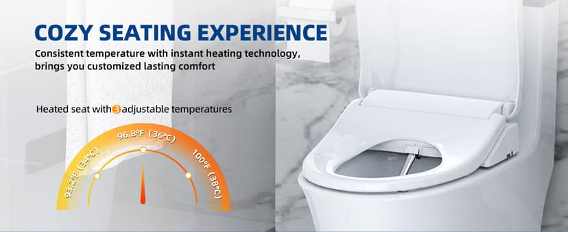 Electric Bidet Toilet Seat, Heated Toilet Seat Elongated with Instant Warm Water & Dryer, Feminine & Front Rear Wash, Wireless Remote, Self-Clean Nozzle, Slow Close Lid, Upgraded Silent ECO Child Mode