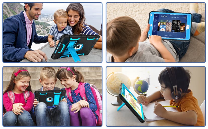 CCMAO iPad 9th Generation Case, iPad 8th/7th Generation Case, iPad 10.2 2021/2020/2019 Case with Kickstand, Heavy Duty Shockproof Hybrid Three Layer Protective Cover for Kids Boy Girl, Black+Sky Blue
