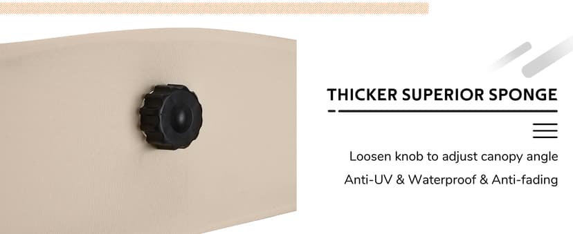 AECOJOY Outdoor Patio Swing Chair for Adults, 2-Seat Porch Swings with Adjustable Canopy, Outside Swing Bench with Removable Cushion, Suitable for Backyard, Garden, Yard, Poolside, Balcony (Beige)