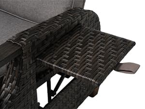 Grand patio Outdoor Recliner with Independent Adjustable Back and Footrest, Air Pump 150° Lay Flat Reclining Chair Removable Olefin Cushion Flip-Up Table Wicker Grey 1PC