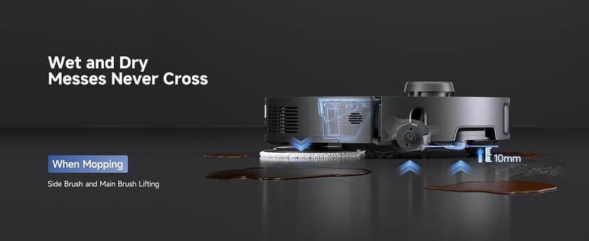 DREAME X40 Ultra Robotic Vacuum with Removable & Liftable Mop, 12,000Pa Suction, Side Brush Extensive Cleaning, 158°F Mop & Washboard Self Cleaning, Auto-Empty, Auto Refill, liftable Brushes