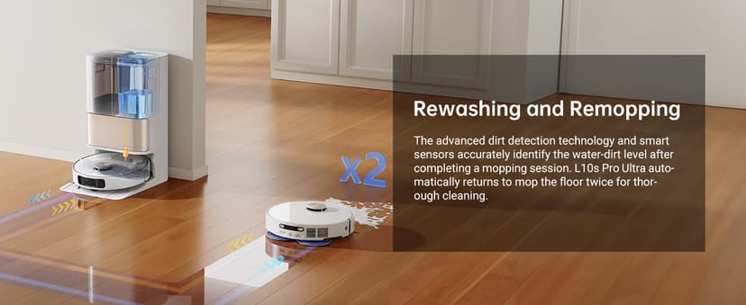 DREAME L10s Pro Ultra Heat Robot Vacuum and Mop Combo, Mop Extend, 7000Pa Suction, Auto Robot Care and Maintenance, 136°F Hot Water Mop Self-Cleaning, Obstacle Avoidance, Ideal for Hair, Carpets