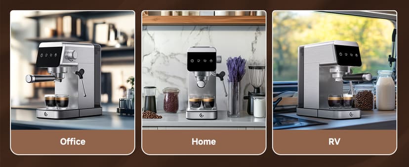 AMZCHEF Espresso Machines with LED Touch screen, Espresso Coffee machine Equip 20Bar Pressure System, Cappuccino Machine, Compact Latte Machine for Home Gifts,Silver