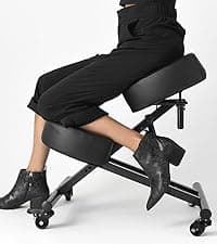 Sleekform Ergonomic Kneeling Chair - Adjustable Seat Angle and Height - Ergonomic Posture Kneeling Stool Chairs for Office and Home - Thick Comfortable Cushions, Wheels