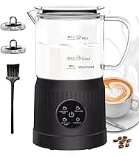4-in-1 Milk Frother, Electric Milk Frother and Steamer with LED Touch Screen, Non-stick Bottom, Milk Warmer 13.52oz for Lattes, Cappuccinos, and Macchiatos at Home, White