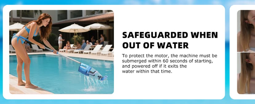 Cordless Pool Vacuum with Telescopic Pole, 26.5 gallons/min Powerful Suction, Handheld Rechargeable Swimming Pool Cleaner with 1H Running Time, Pool Vacuum for Above/In Ground Pools, Spas, Hot Tubs