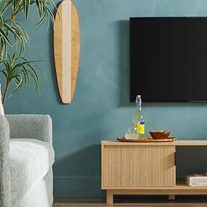 Walker Edison Arundo Fluted TV Stand for TVs up to 65 Inches, 58" TV Stand, Mocha