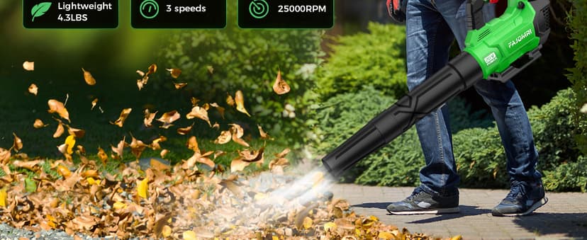 Cordless Leaf Blower – 3-Speed Settings, 580 CFM / 160 MPH Powerful Electric Blower with 2 × 4.0Ah Batteries and Charger, Ideal for Lawn Maintenance, Yard Work, and Garage Cleanup