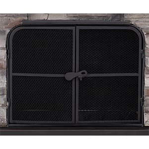 Sunjoy Outdoor Fireplace, Patio Wood Burning Fireplace with Steel Chimney, Mesh Spark Screen Doors, Fire Poker, and Removable Grate, Copper and Black
