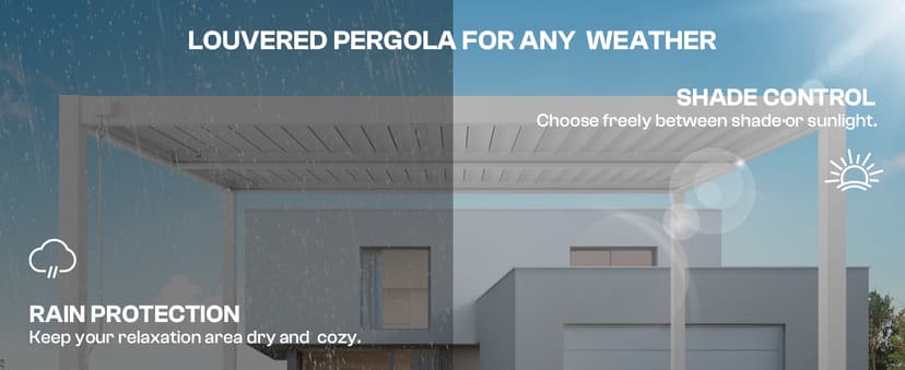 Louvered Pergola, 10 x 13 Aluminum Pergola, Outdoor Modern Design with Adjustable Roof and Hidden Drainage System, Durable for Gardens, Patios, Garden Yard, Deck (Dark Gray, 10x13)