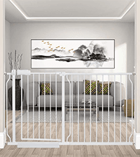 ALLAIBB Extra Wide Pressure Mounted Baby Gate Walk Through Child Kids Safety Toddler Tension White Long Large Pet Dog Gates with Extension for doorways Kitchen (57.48-62.20"/146-158cm, Black)