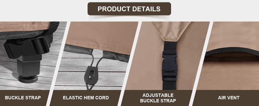 ULTCOVER Rectangular Patio Heavy Duty Table Cover - 600D Tough Canvas Waterproof Outdoor Dining Table and Chairs General Purpose Furniture Cover Size 111L x 74W x 28H inch